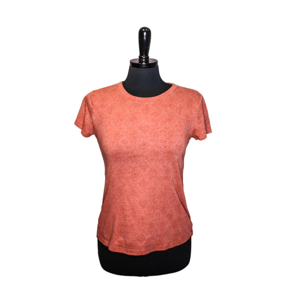Athleta Rust Orange Snake Print T Shirt Cotton Size XS
